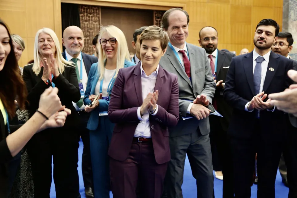Then Prime Minister Ana Brnabić with the delegation at the Belinda Animals stand